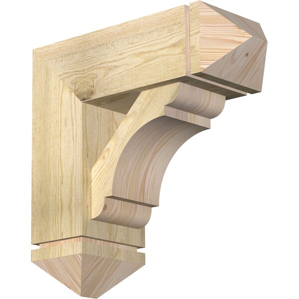 Ekena Millwork Olympic Arts and Crafts Rough Sawn Bracket w/ Offset Brace, Douglas Fir, 8"W x 22"D x 22"H BKT0806X22X22OLY03RDF - main